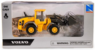 Lojëra mini ekskavator Daff Volvo L60H, model metalik, kovë lëvizëse, i verdhë