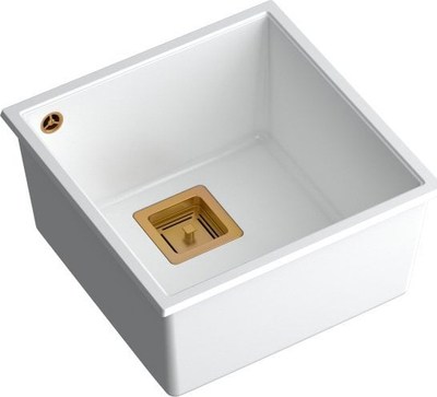Lavaman kuzhine Quadron DAVID 40 GraniteQ, montim nën banak, snow white me elemente bakri