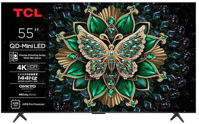 Телевизор TCL 55C61K, 55\", 4K Ултра HD QD Мини LED, црн