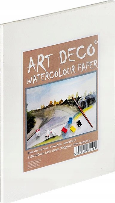 Bllok akuareli ArtDeco Watercolour Paper A5, 300g, 10 fletë, i bardhë