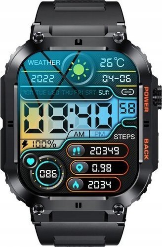 Orë inteligjente Denver SWC-191B, ekran 1.96", Bluetooth 5.0, e zezë