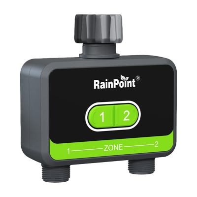 Kontrollor ujitjeje RainPoint 2 Zone, 2 zona, kontroll me aplikacion, i zezë e gjelbër