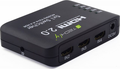 Ndarës HDMI Techly 108637, 5 porta 5x1, 4K 60Hz HDR, i zi