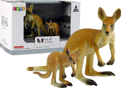 Set figurina kafshësh Kangaroo Figures With Young, kangur me të vogël, shumëngjyrësh