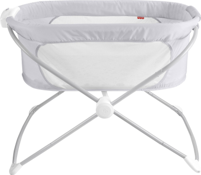 Kreveti lëkundës për bebe Fisher Price Soothing View Bassinet, palosës, me rrjetë anësore, gri