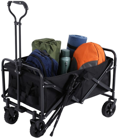 Karrocë palosëse kopshti Foldable Garden Beach, 120L, kapacitet 80 kg, e zezë