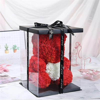 Ari dekorativ goca me trëndafila Roses Bear, 23 cm, trëndafila të kuq, zemër e bardhë
