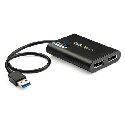 Видео адаптер StarTech USB 3.0 Dual DisplayPort, 2 порти, 4K 60Hz, црн