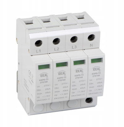Mbrojtës mbingarkese Kanlux KSPD-T2 275/160, Tipi T2 3P+N, 20kA 1.5kV, i bardhë