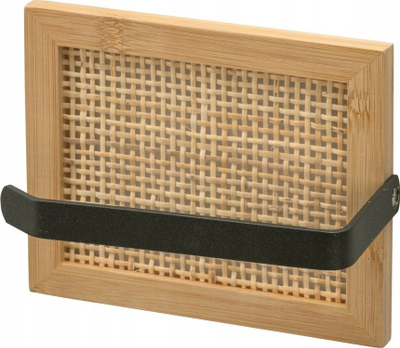Mbajtës letre higjienike Wenko Allegre, bambu edhe çelik inox, 15 x 12 x 6.5 cm, ngjyrë druri edhe i zi