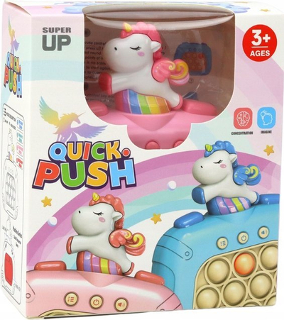 Lodër interaktive Pop It Quick Push, unicorn, 14.5x12.5x5cm, rozë