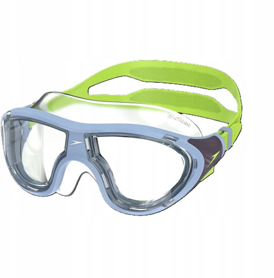 Maskë noti për fëmijë Speedo Junior Biofuse 2.0, lente të lakuara, silikon, blu jeshile