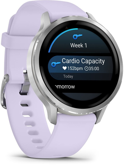 Ora inteligjente Garmin Venu 4, GPS, 12 ditë bateri, argjendtë