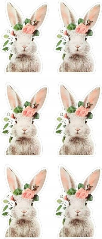 Stikera letre Hasta Rabbit, me lepurush, 6 copë, shumëngjyrëshe