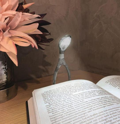 Llampë leximi Libri x Lumi Plus, 13 cm, me kapëse, gri mermeri