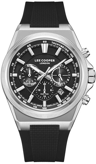 Ora dore Lee Cooper LC08304.351, analog, rezistente ndaj ujit, e zezë