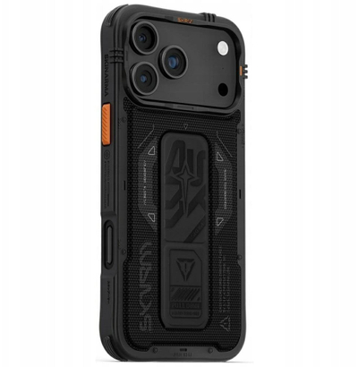Kllëf telefoni Skinarma Phantom për iPhone 17 Pro Max, MagSafe, me grip stand, i zi