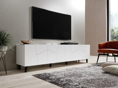 Komodë Bed Meble RTV Etna, 200x42x52 cm, MDF chipboard, e bardhë mat