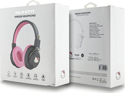 Kufje pa tela Hello Kitty Hello Wireless Headphones 10, mbi vesh, Bluetooth, rozë e zezë