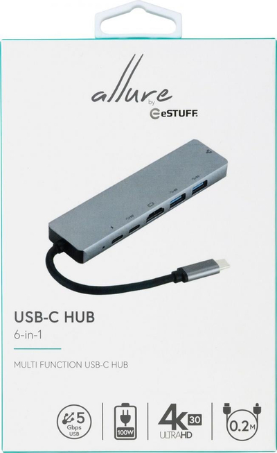 Dock për laptop ESTUFF ES623012, USB 3.2 Gen 1, USB C, gri