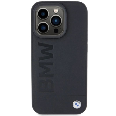 Futrollë BMW Hot Stamp Leather, për iPhone 15 Pro 6.1", lëkurë, e zezë