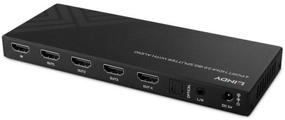 Splitter HDMI LINDY me 4 porta, 8K 60Hz, me audio, i zi