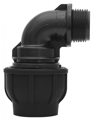 Bërryl Gebo për PE - 13092001, 90°, 20 mm x 1 / 2", i zi