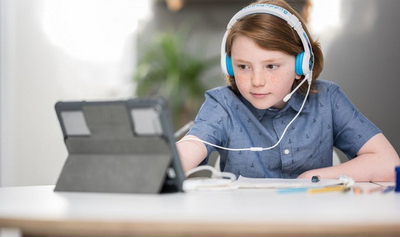 Kufje BuddyPhones School+, të kaltra/bardha