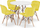 Set tavoline ngrënieje Luxury4Home OSKAR TODI 80 me 4 karrige LAGO, tavolinë rrethore 80cm, velvet, tavolinë e bardhë karrige të verdha