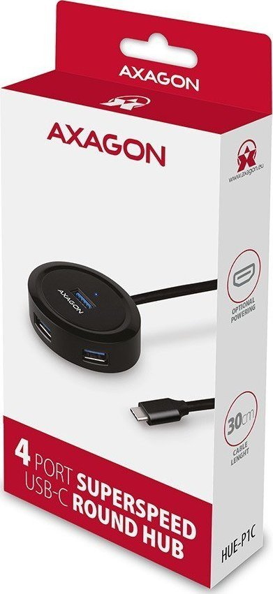Hub USB AXAGON HUE-P1C, 4 porta USB 3.2 Gen 1, USB-C, i zi