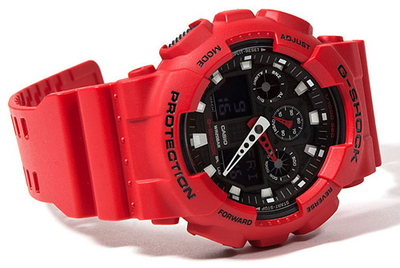Orë për meshkuj Casio G-Shock GA100B-4A, e kuqe