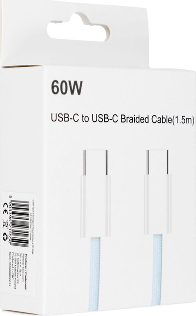 Kabllo USB C në USB C C263, 60W 3A, 1.5m, blu