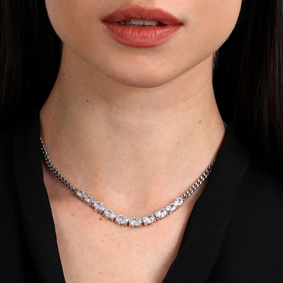 Qafore Colori SAVY10, çelik inox, gurë zircon, ngjyrë argjendi