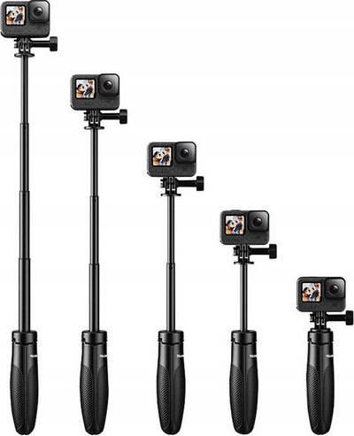 Selfie stick tripod TELESIN Mini Quick Release, i vogël, me gjatësi që shtyhet, i zi