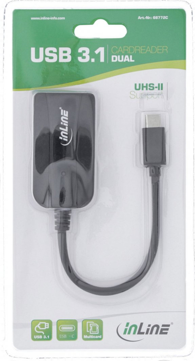 Lexues kartash InLine USB 3.1, USB C, UHS II, i zi
