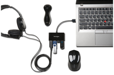 Hub USB Kensington K39120EU, 4 porta, USB 2.0, i zi