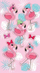 Ngjitëse dekorative me flamingo Flamingos Stickers, shumëngjyrëshe