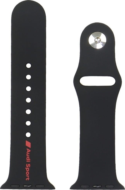 Rrip dore Audi Sport për Apple Watch, silikon, 40 41 42mm, i zi me logo të kuqe