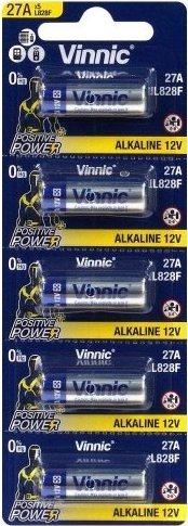 Алкални батерии Vinnic A27, 12V, сет 5 парчиња