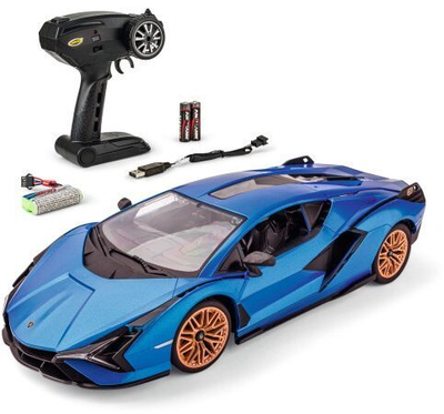 Makinë me telekomandë Carson Lamborghini Sian, 1:14, 2.4 GHz, blu