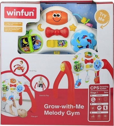 Palestrë lodrash për bebe Winfun Grow-with-Me Melody Gym, muzikë dhe drita, 3m+, shumëngjyrëshe