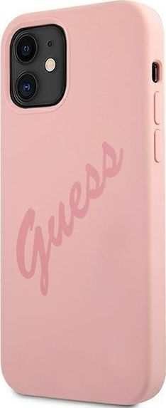 Kuti mbrojtëse Guess GUHCP12SLSVSPI për iPhone 12 mini, silikon, rozë