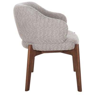 Karrige ngrënieje ABAI HM9971.03, dru rubberwood walnut, bouclé gri e çelët