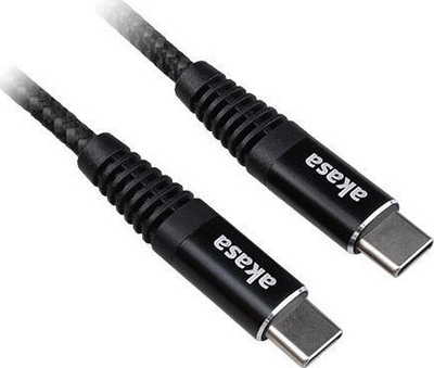 Kabllo Akasa USB C në USB C, 1m, najlon i gërshetuar, e zezë