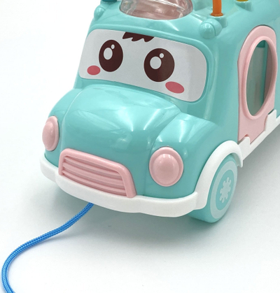 Lodër autobus muzikor Woopie 49485, sorter formash, me ksilofon, ngjyra pastel