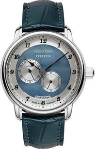Orë automatike Friedrichshafen Z85683 për meshkuj, rrip lëkure, 50m rezistente ndaj ujit, cadran blu