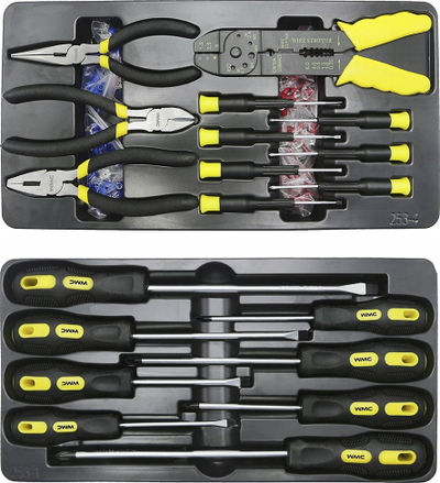 Колица за алат WMC Tool Cabinet Workshop Trolley, 5 фиоки, сет 253 парчиња, сива