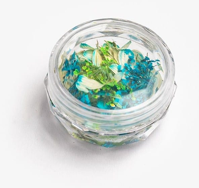 Dekor për thonj Semilac Flower Flakes Spring Meadow, pastel jeshile dhe turkeze