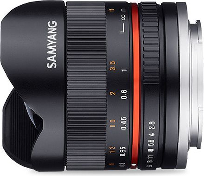 Objektiv Samyang 8mm F2.8 Fisheye II për Sony E, i zi