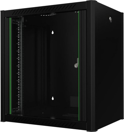 Ѕиден рафт кабинет Lanview RWP12U45BL, 12U, со стаклена врата, црн